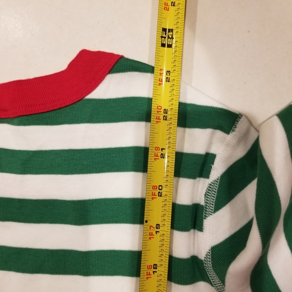 Hanna Andersson Kids Long John Red & Green Stripe Organic Cotton PJ Top 14 - Picture 7 of 7